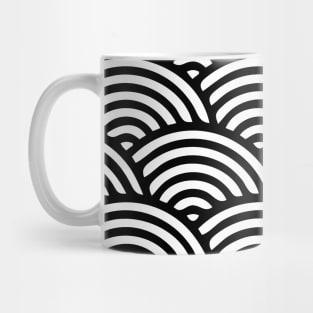 Japanese Wave Seamless Pattern, Black And White Mug